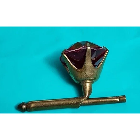 Vintage Red Plastic Brass Shirt Studs – Mid-Century Men’s Formal Jewelry Set - Picture 5 of 5